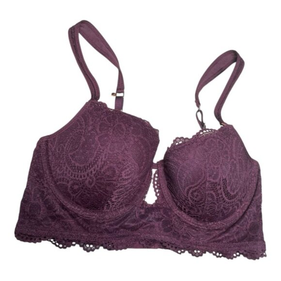 Aerie 34C Bra Lace Sexy Real Power Balconette Feminine 34 C Light Lined Romantic - Picture 13 of 16